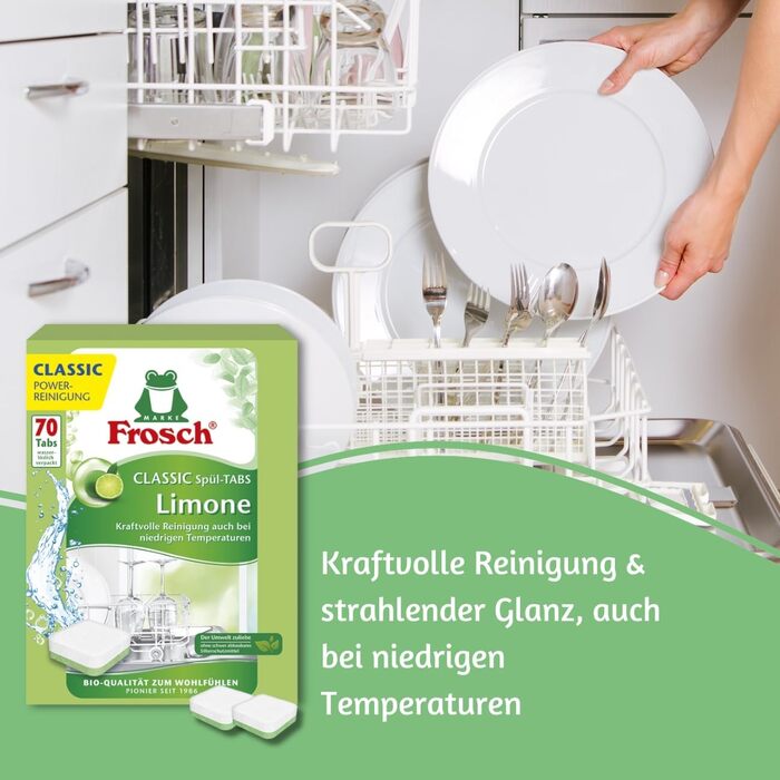 Таблетки для посудомийної машини FROSCH Classic Limone, лимон, 140 шт (подвійний набір)