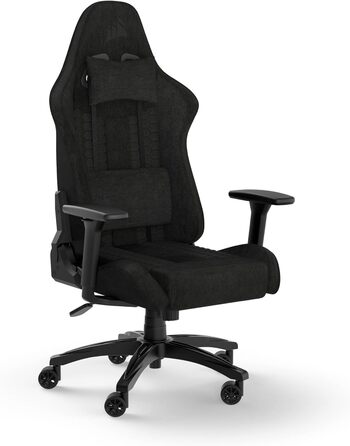 Ігрове крісло Corsair TC100 Relaxed, тканинне, ергономічне, знімна подушка з пам'яттю, регульовані підлокітники, чорний, сталева рама