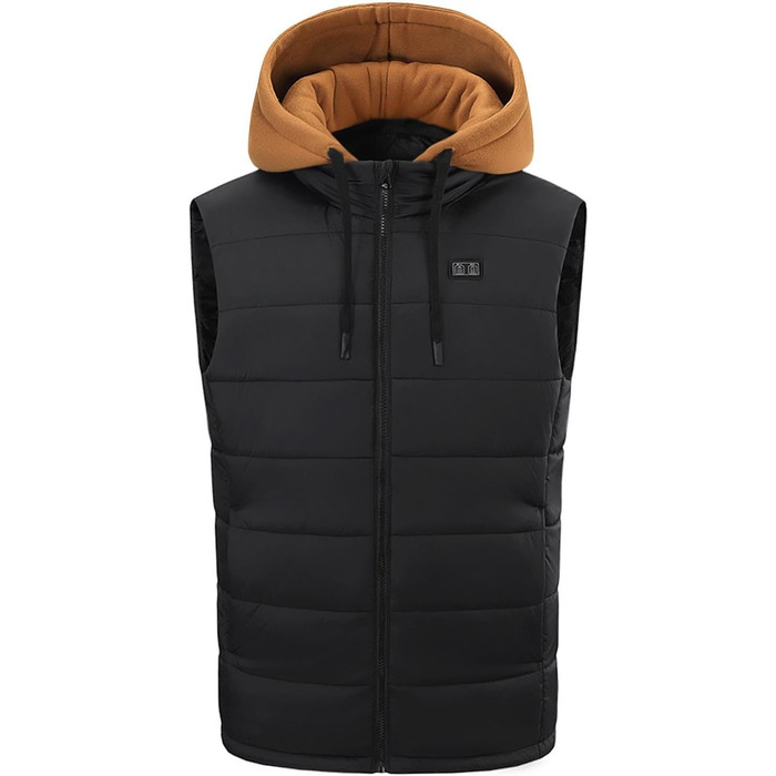 Чоловіча електрична жилетка з капюшоном, 15 зон обігріву, USB, для зими, тепла жилетка-грілка, капелюшон (Колір: Коричневий, Розмір: XXL)