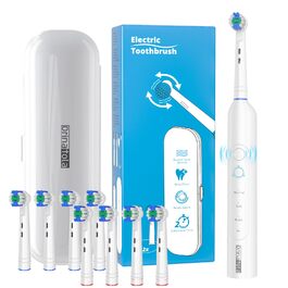 Електрична зубна щітка Rotierende для дорослих з 8 насадками, 3 режимами чищення, акумулятором на 50 днів та смарт-таймером 2 хв - Чорна