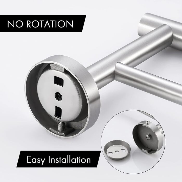 Тримач для рушників KES, подвійний, з нержавіючої сталі SUS304, 60 см, настінний, A2001S60