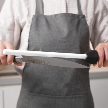 118H Professional Ceramic Sharpening Rod Kitchen Knife Sharpening Rod with Break-Resistant Cap Built-in Angle Guide
