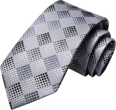 Набір краватки, кишенькового хустинки та запонок Hi-Tie, золотий, формальний шовк, для весілля та свят (сірий у керобку)