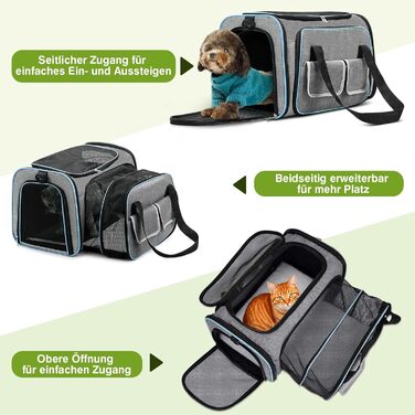 Розширювана переноска для котів та собак ALLSOPETS. Складана переноска для домашніх тварин, сумка-переноска для подорожей, походів, кемпінгу (Сірий, S)