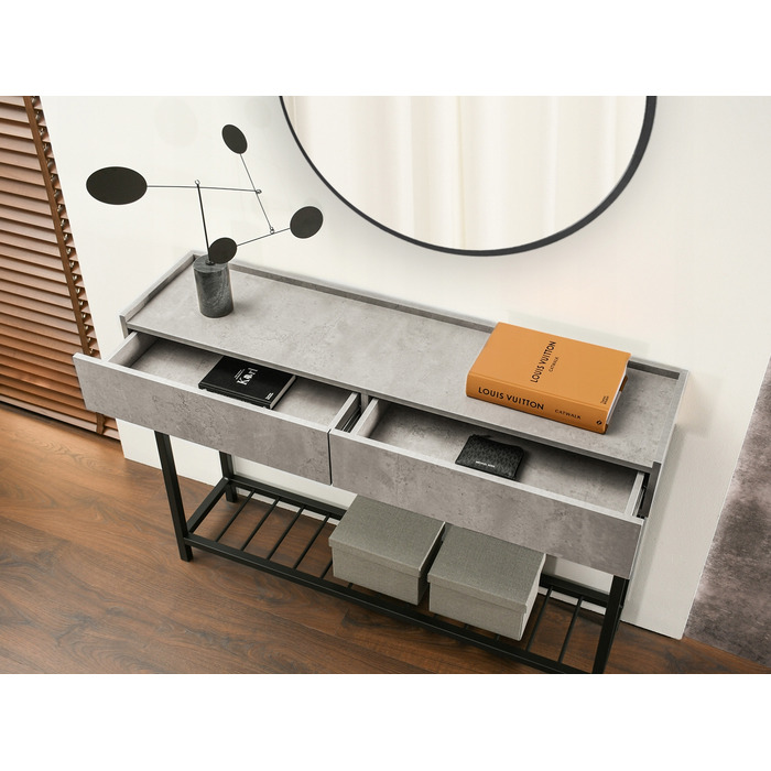 Консольний столик Mebel-Partner бетон, чорний матовий, 117 x 85 x 27 см