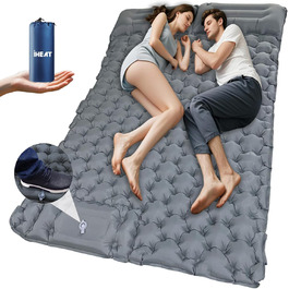 iHEAT Self-Inflating Camping Sleeping Pad with Foot Pump, Ultralight Air Mattress with Pillow, Waterproof Compact Sleeping Mat for Outdoor, Hiking, Backpacking, Camping, Beach (Blue)