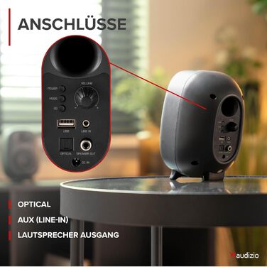 Audizio RS80 - Студійний монітор HiFi Bluetooth, 160 Вт | USB, RCA | Для геймерів та меломанів | Сірий