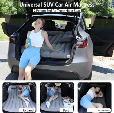 Надувний матрац для автомобіля SUV: для кемпінгу, подорожей, надувний матрац для багажника/заднього сидіння, сірий колір