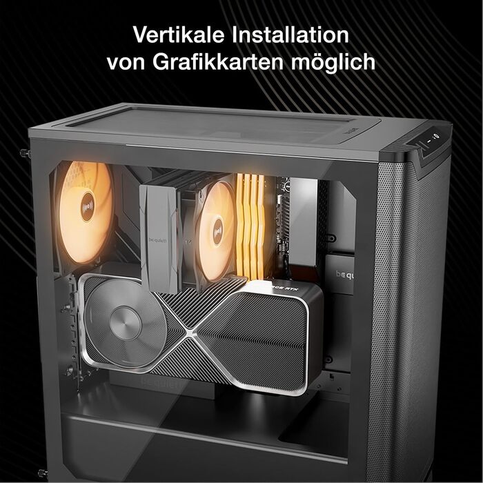Корпус для ПК be quiet! Pure Base 501 LX (чорний) з 2 вентиляторами Pure Wings 3 140mm PWM, USB 3.2 Gen 2 Type-C, підтримкою вертикальної установки відеокарти