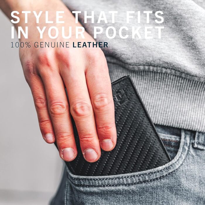 KRONIFY Leather Wallet for Men - Real Leather Wallet for Men - RFID Protection - Crossbody Style - Men's Wallet with Coin Pocket - 13 Card Slots - Wallet for Men - Elegant Box - Carbon