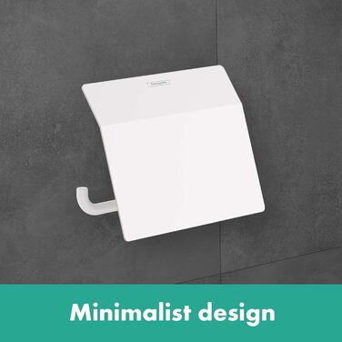 Hansgrohe AddStoris Toilet Paper Holder - Wall Mounted Tissue Holder with Cover - Brushed Black Chrome Bathroom Accessory