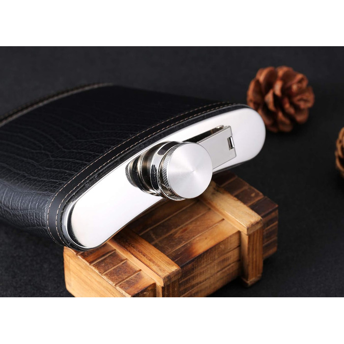 Фляга з імітацією крокодилячої шкіри, нержавіюча сталь, 510 мл, для віскі та лікеру, обгорнута PU-шкірою, TANEAXON