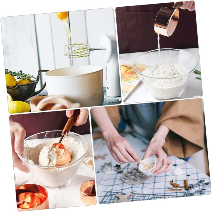 Measuring Cup Set 250 ml, 125 ml, 80 ml, 60 ml, Measuring Spoons for Baking, Rose Gold Stainless Steel for Home Use