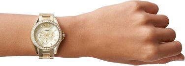 Годинник Fossil Riley для жінок: кварцовий хронограф з нержавіючої сталі або шкіряним ремінцем, золотистий колір, блискітки, 38 мм