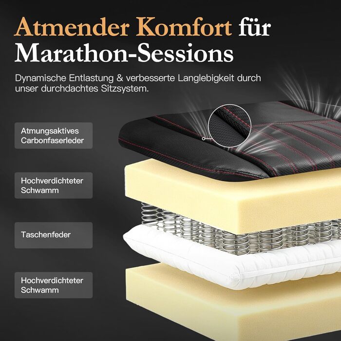 Ігровий крісло Dowinx з підголівником та масажем попереку, ергономічний геймерський крісло з підніжкою, офісне крісло з PU шкірою, чорний