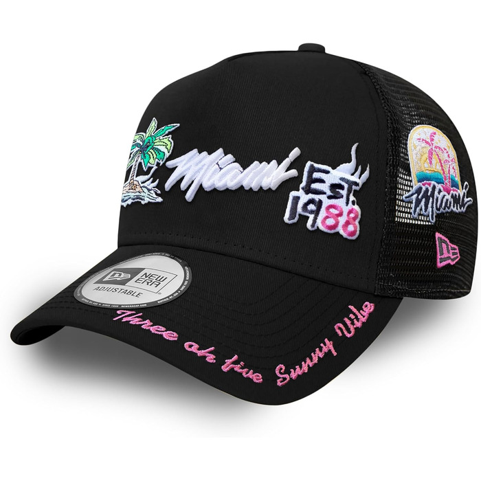 Кепка New Era Miami Heat NBA регульована бейсболка Snapback Trucker 9Forty чорна