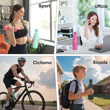 Термос-пляшка спортивна Grsta 750 мл, з нержавіючої сталі, подвійні стінки, BPA-Free, для кемпінгу, подорожей та спорту (чорний)