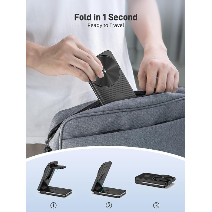 Магнітна зарядна станція 3-в-1 для Google Pixel Watch 3/2, Pixel 10/Pro/XL, 9/Pro/XL та Pixel Buds. Бездротовий зарядний пристрій Magsafe, складаний, для подорожей.