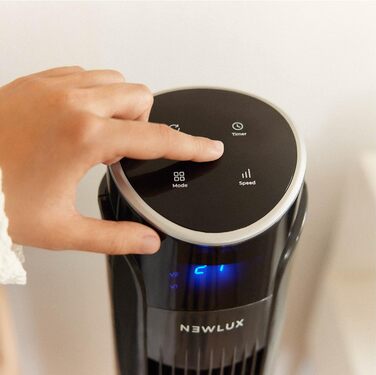 Вентилятор підлоговий Newlux W130 безлопатевий, 45W, 103.5 см, 3 режими, 70° осциляція, таймер 12h, з пультом, чорний