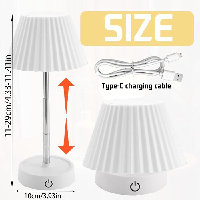 Настільна LED лампа акумуляторна 2 шт., телескопічна, з USB зарядкою, диммер сенсорний, нічник для спальні, вітальні, приліжкова