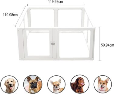Кізовий забіг Citylife 8-TLG: 60 см, розкладний, з дверцятами, для собак, котів, кроликів, рухливий, антиковзаюча поверхня