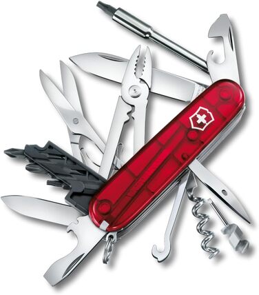Мультитул Victorinox Cyber Tool M – швейцарський ніж, 32 функції, червоний, прозорий