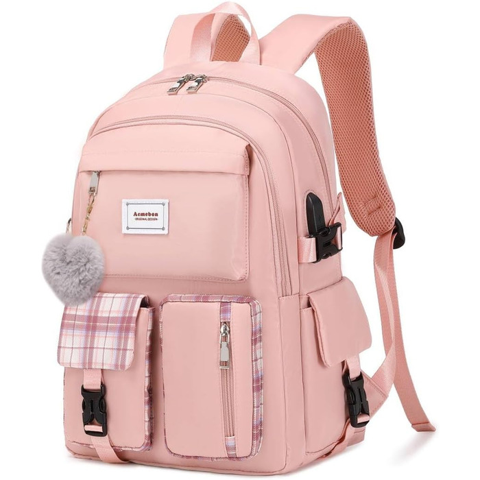 Жіночий рюкзак Acmebon для ноутбука, рожевий, місткий, модний, повсякденний