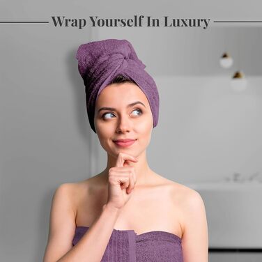 Набір махрових рушників Tens Towels з 100% бавовни, 8 предметів: 2 великі банні рушники, 2 рушники для рук та 4 серветки, гігроскопічні та швидкосохнучі, колір сливовий (фіолетовий)