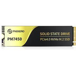 PHIXERO PM7450 4TB NVMe SSD PCIe Gen4x4 M.2 2280 - Швидкий SSD для ігор та ПК, до 7450 МБ/с, QLC, з графітовим охолодженням