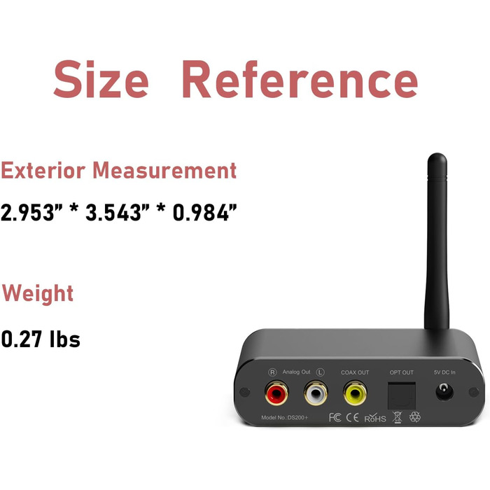 Bluetooth аудіоприймач YMOO з LDAC, ESS DAC-чіпом: оптичний та RCA вихід для стереосистеми