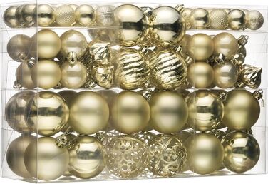 100 шт. новорічні кулі Valery Madelyn (золоті) з подарунковим набором – прикраси для ялинки