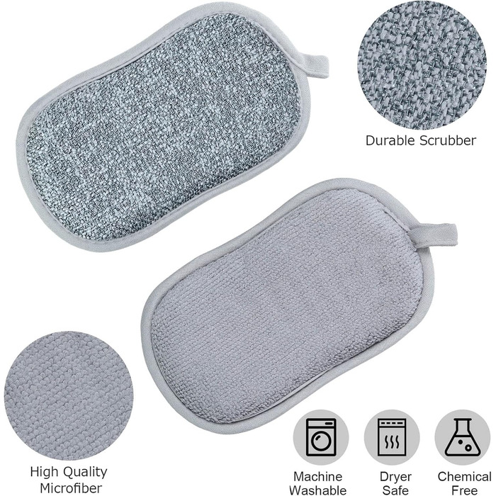 24-Piece Multi-Purpose Sponges, Scratch-Resistant, Microfiber Sponge, Cleaning Sponge, Reusable Dish Sponges for Dishwashing with Robust Scrubbing Power (gray)