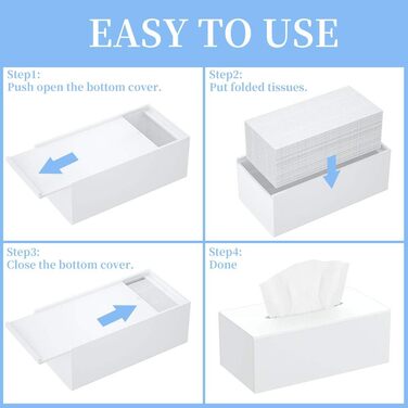 HIIMIEI Cosmetic Tissue Box, 25.0x13.0x9.0 cm Acrylic Tissue Box | Tissue Box with Magnetic Cover for Dining Room Bathroom Bedroom Car Office - White