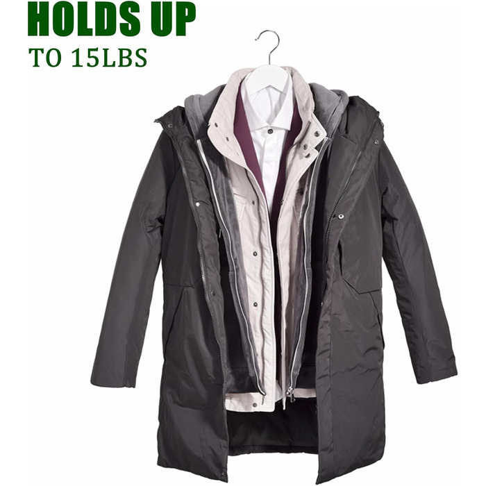 Дерев'яні вішалки для одягу Amber Home, білі, 30 шт. з нековзною перекладиною для штанів, сорочок, курток, суконь.