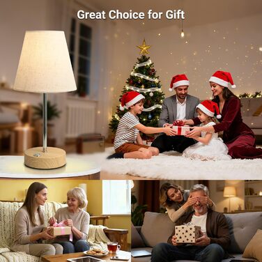 LED настільна лампа акумуляторна бездротова 3000mAh з торшетом, сенсорне регулювання яскравості, портативна, для дому та вулиці (2 шт. з імітацією текстури дерева)