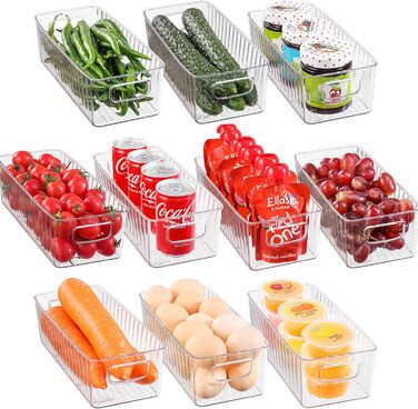 10-Piece Refrigerator Organizer - BPA Free, Kitchen Storage & Organization, Fridge Organizer System for Kitchen, Pantry, Cabinets, Freezer, Fruits, Office, Bathroom