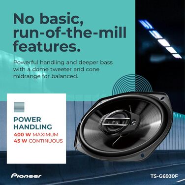 Автомобільна акустика Pioneer TS-G6930F 6x9 дюймів, 3-смугові коаксіальні динаміки, 400 Вт, комплект 2 шт., потужний звук, глибина монтажу 70 мм, з решіткою