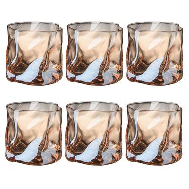 Набір склянок 6 шт. 200 мл - склянки для віскі з кришталю (коричневі), склянки для кави, коктейлів, напоїв, чаю, соку. Можна мити в посудомийній машині