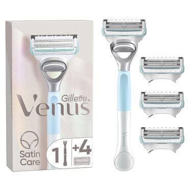Жіноча бритва Gillette Venus для зони бікіні та чутливих ділянок, сіро-блакитна (1 ручка + 4 змінні касети)