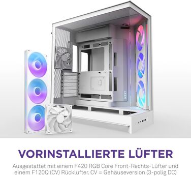 NZXT H9 Flow 2025: Корпус ПК Mid-Tower з покращеною вентиляцією, велика двокамерна конструкція, 3 x 140мм та 1 x 120мм вентилятори, підтримка радіатора 420мм, загартоване скло, підтримка Back-Connect, RGB підсвітка