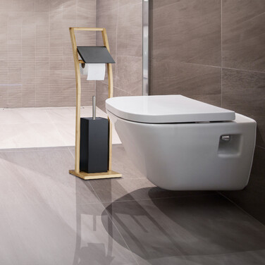 Relaxdays Toilet Set Bamboo Black