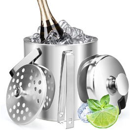 Ейскюбель з нержавіючої сталі з кришкою та лопаткою, 1,6л: для напоїв, пива, вина, фруктів