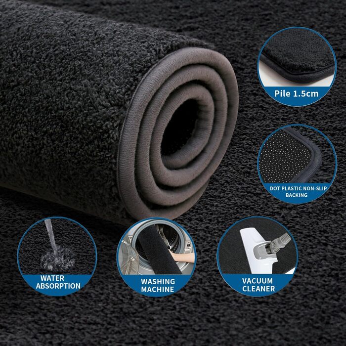 Килимок для ванної кімнати RTBQJ-AT, 120x80 см, мікрофібра, антиковзаючі, для ванної та кухні, сертифікат Öko-Tex 100