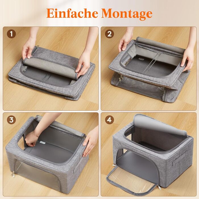 Органайзер для одягу Lifewit з кришкою, з металевим каркасом, сірий (2 шт., 25л)