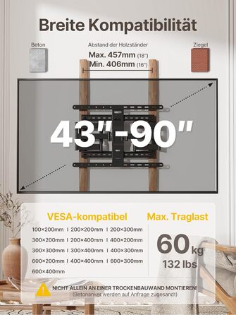 Кріплення для телевізора monTEK Ultra Slim, поворотне, для телевізорів 43-90 дюймів, товщина 1,1 см, VESA 600x400 мм, до 60 кг