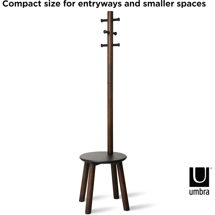 Umbra Pillar Coat Rack with Bench, Default_no_Selection_Value, White/Natural, One Size (Black/Walnut, Coat Rack with Bench)