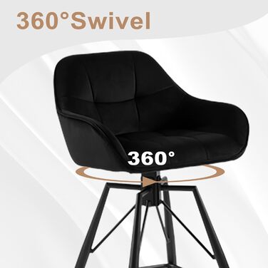 WOLTU 2-Piece Velvet Bar Stool Set with Backrest - Swivel, Padded, Metal Frame - Bistro & Counter Height Stools