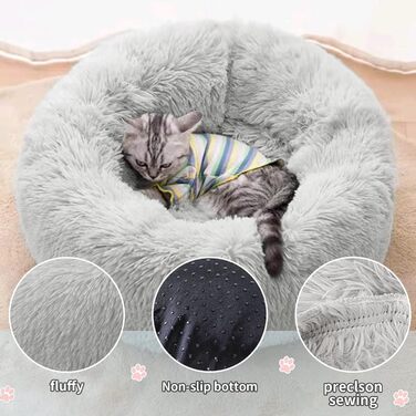 Килимок для котів Donwei, м'який, круглий, 50/70 см, сірий. Підходить для собак та котів.