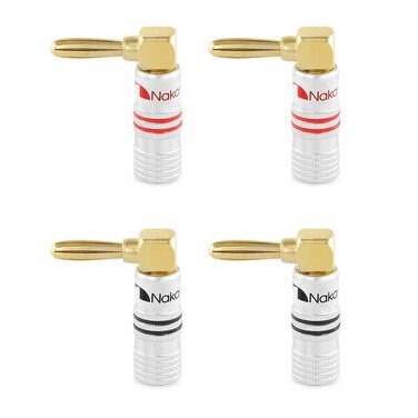 Навушникові роз'єми Nakamichi 24K позолота, 12-18 AWG, 4 шт. (2 пари) для аудіокабелів, підсилювачів, Hi-Fi, AV Receiver, домашній кінотеатр