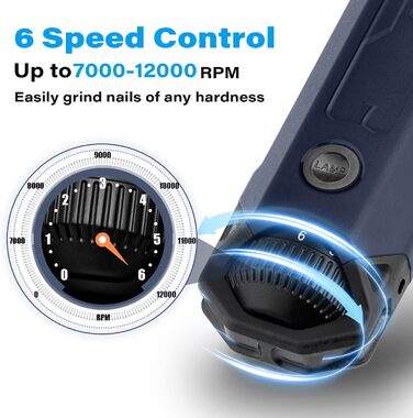 Електричний точило для кігтів собак Casfuy 6-ступінчате - тихе, перезаряджуване, для великих, середніх та малих собак, Navy blue